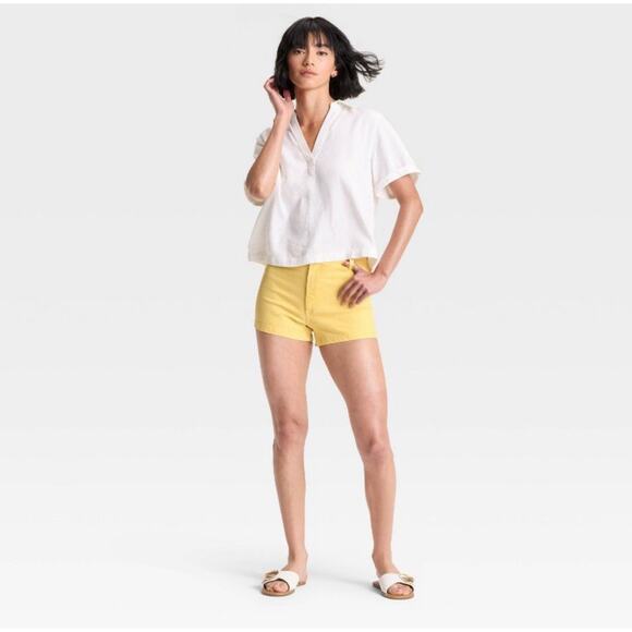 Universal Thread Women's High-Rise Sailor Jean Shorts - Yellow 4 NWT - Picture 1 of 7